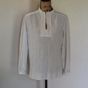 Vintage Ample Togs California Cream Pink Blue Metallic Disco Blouse Women's M